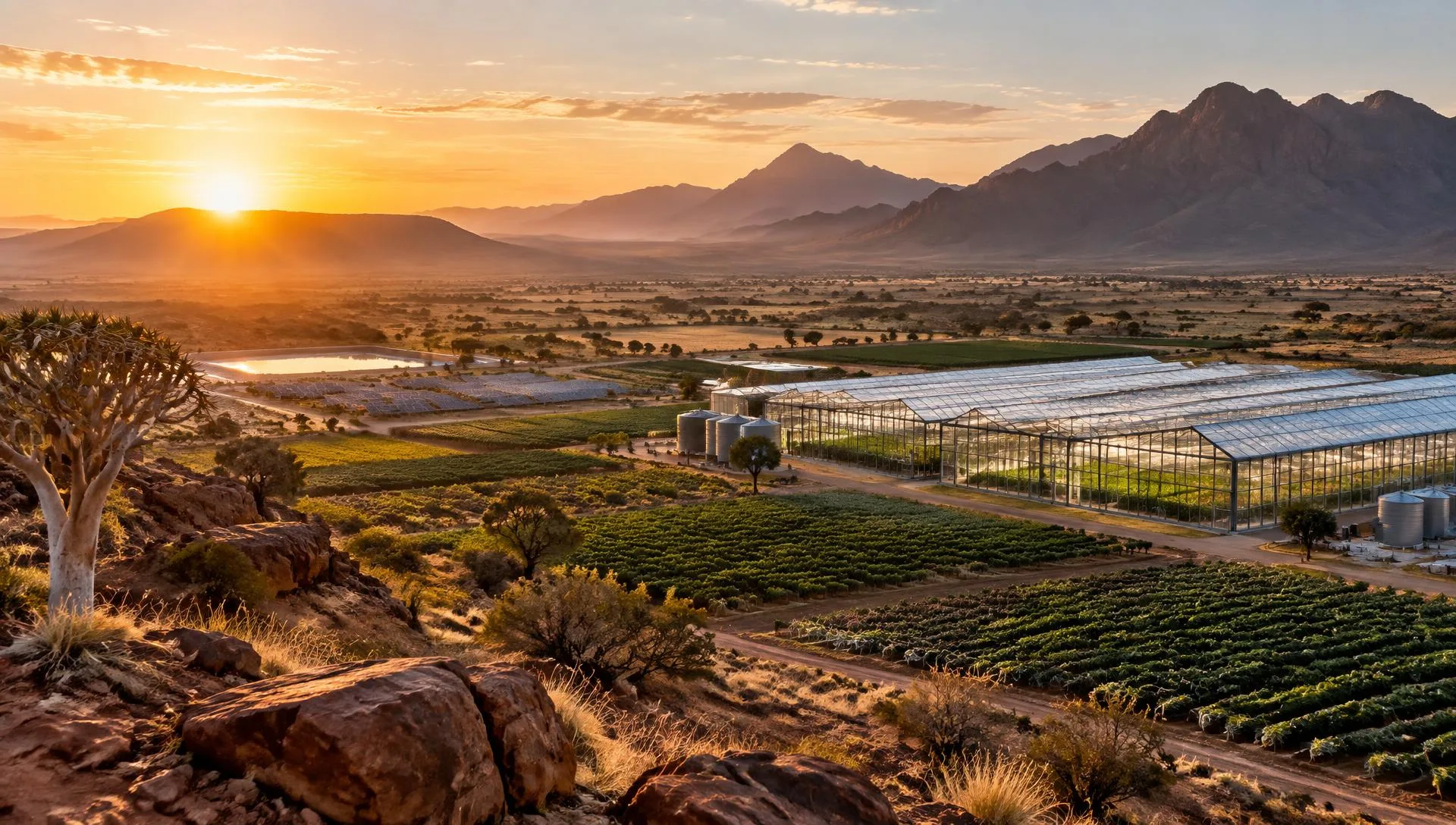 Agricultural land and mountains in Namibia