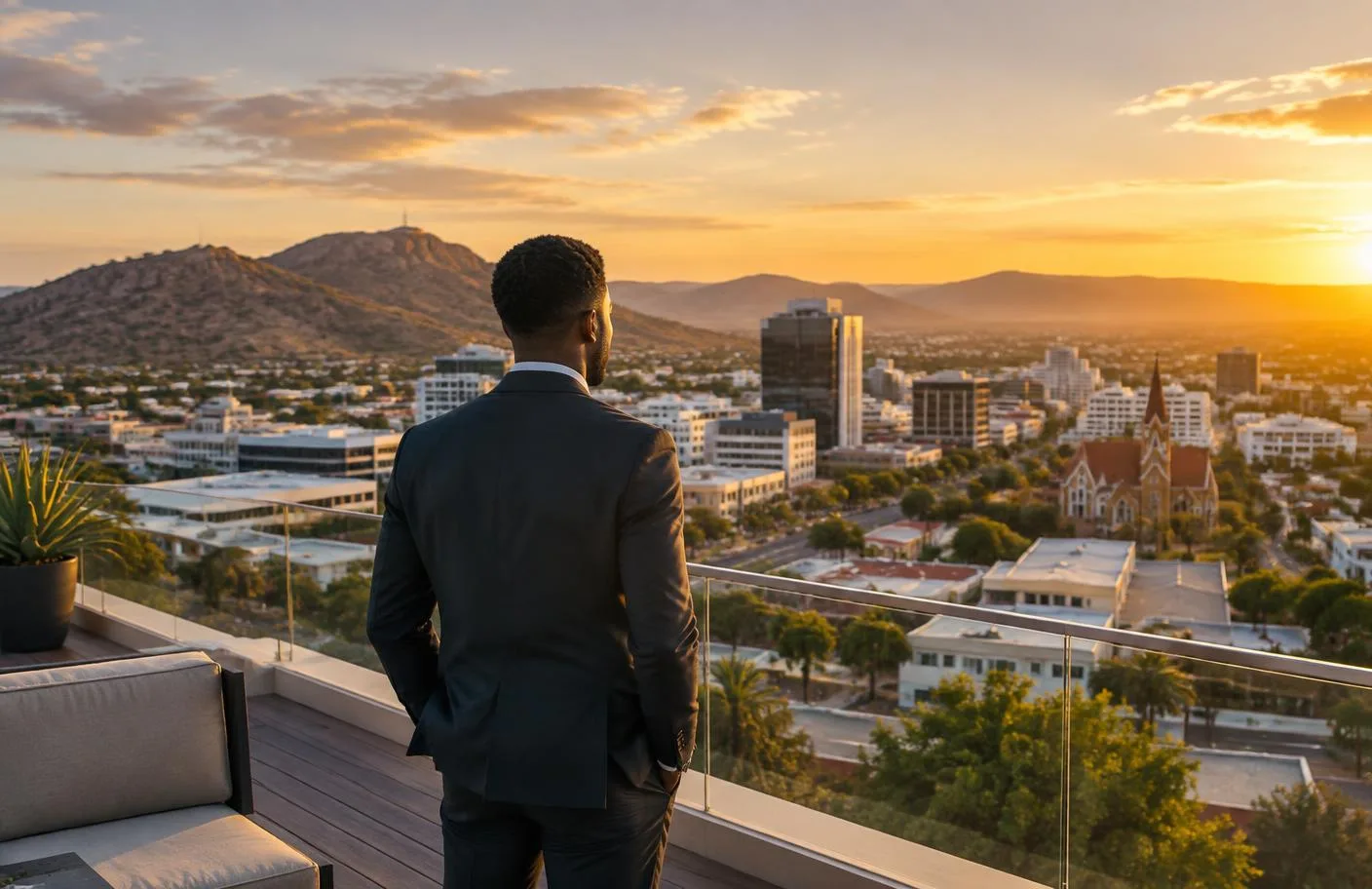 Windhoek and its surrounding Namibian landscape